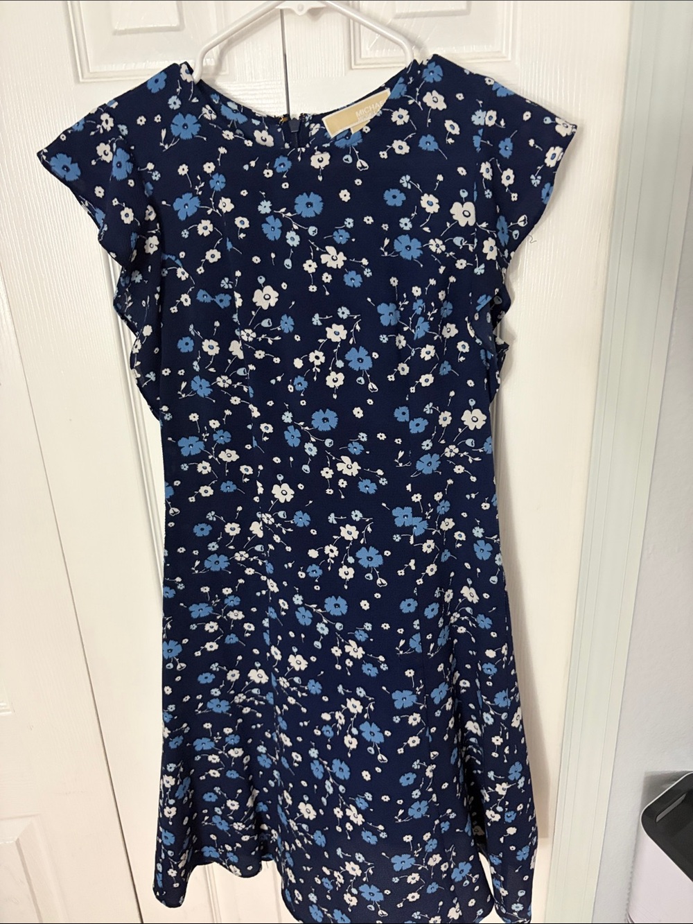 Michael Kors Navy Blue Floral A-Line Girls Dress